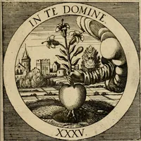 An illustration from Emblematum sacrorum prima[-secunda] pars : das ist, fünfftzig geistlicher in Kupffer gestochener Emblematum ausz der H. Schrifft von dem süssen Namen vnd Creutz Jesu Christi, erster[-ander] Theyl (1624)