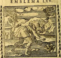 Picture 64 of 200 from Emblemi. Dal latino nel vulgare italiano ridotti, contenenti il fiore et la sostanza de' più scelti scrittori & delle più celebri discipline dell'vniuerso, ripieni di ottimi consigli & saluteuoli documenti, per l'vso ciuile et morale della vita humana (1626), leaf 103