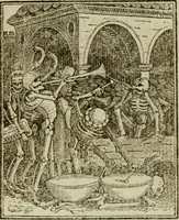 Picture 7 of 51 from Emblems of mortality : representing, in upwards of fifty cuts, Death seizing all ranks and degrees of people : imitated from a painting in the cemetery of the Dominican church at Basil, in Switzerland : with an apostrophe to each, translated from the Latin and French : intended as well for the infomation of the curious, as the instruction and entertainment of youth : to which is prefixed a copious preface, containing an historical account of the above, and other paintings on this subject, now or lately existing in divers parts of Europe (1789), leaf 44