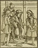 Picture 20 of 51 from Emblems of mortality : representing, in upwards of fifty cuts, Death seizing all ranks and degrees of people : imitated from a painting in the cemetery of the Dominican church at Basil, in Switzerland : with an apostrophe to each, translated from the Latin and French : intended as well for the infomation of the curious, as the instruction and entertainment of youth : to which is prefixed a copious preface, containing an historical account of the above, and other paintings on this subject, now or lately existing in divers parts of Europe (1789), leaf 57