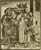 Picture 22 of 51 from Emblems of mortality : representing, in upwards of fifty cuts, Death seizing all ranks and degrees of people : imitated from a painting in the cemetery of the Dominican church at Basil, in Switzerland : with an apostrophe to each, translated from the Latin and French : intended as well for the infomation of the curious, as the instruction and entertainment of youth : to which is prefixed a copious preface, containing an historical account of the above, and other paintings on this subject, now or lately existing in divers parts of Europe (1789), leaf 59