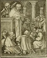 Picture 23 of 51 from Emblems of mortality : representing, in upwards of fifty cuts, Death seizing all ranks and degrees of people : imitated from a painting in the cemetery of the Dominican church at Basil, in Switzerland : with an apostrophe to each, translated from the Latin and French : intended as well for the infomation of the curious, as the instruction and entertainment of youth : to which is prefixed a copious preface, containing an historical account of the above, and other paintings on this subject, now or lately existing in divers parts of Europe (1789), leaf 60