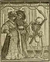 Picture 35 of 51 from Emblems of mortality : representing, in upwards of fifty cuts, Death seizing all ranks and degrees of people : imitated from a painting in the cemetery of the Dominican church at Basil, in Switzerland : with an apostrophe to each, translated from the Latin and French : intended as well for the infomation of the curious, as the instruction and entertainment of youth : to which is prefixed a copious preface, containing an historical account of the above, and other paintings on this subject, now or lately existing in divers parts of Europe (1789), leaf 74