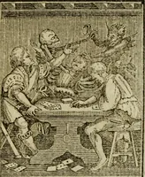 Picture 41 of 51 from Emblems of mortality : representing, in upwards of fifty cuts, Death seizing all ranks and degrees of people : imitated from a painting in the cemetery of the Dominican church at Basil, in Switzerland : with an apostrophe to each, translated from the Latin and French : intended as well for the infomation of the curious, as the instruction and entertainment of youth : to which is prefixed a copious preface, containing an historical account of the above, and other paintings on this subject, now or lately existing in divers parts of Europe (1789), leaf 80