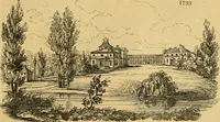 An illustration from An encyclopædia of cottage, farm, and villa architecture and furniture : containing numerous designs for dwellings from the cottage to the villa including farm houses, farmeries, and other agricultural buildings, several designs for country inns, public houses, and parochial schools, with the requisite fittings-up fixtures and furniture ; and appropriate offices, gardens and garden scenery ; each design accompanied by analytical and critical marks illustrative of the principles of archtiectural science and taste on whihc it is composed (1836)