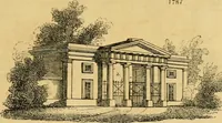 An illustration from An encyclopædia of cottage, farm, and villa architecture and furniture : containing numerous designs for dwellings from the cottage to the villa including farm houses, farmeries, and other agricultural buildings, several designs for country inns, public houses, and parochial schools, with the requisite fittings-up fixtures and furniture ; and appropriate offices, gardens and garden scenery ; each design accompanied by analytical and critical marks illustrative of the principles of archtiectural science and taste on whihc it is composed (1836)