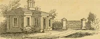 An illustration from An encyclopædia of cottage, farm, and villa architecture and furniture : containing numerous designs for dwellings from the cottage to the villa including farm houses, farmeries, and other agricultural buildings, several designs for country inns, public houses, and parochial schools, with the requisite fittings-up fixtures and furniture ; and appropriate offices, gardens and garden scenery ; each design accompanied by analytical and critical marks illustrative of the principles of archtiectural science and taste on whihc it is composed (1836)