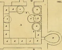 An illustration from An encyclopædia of cottage, farm, and villa architecture and furniture : containing numerous designs for dwellings from the cottage to the villa including farm houses, farmeries, and other agricultural buildings, several designs for country inns, public houses, and parochial schools, with the requisite fittings-up fixtures and furniture ; and appropriate offices, gardens and garden scenery ; each design accompanied by analytical and critical marks illustrative of the principles of archtiectural science and taste on whihc it is composed (1836)