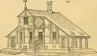 Picture 490 of 1377 from An encyclopædia of cottage, farm, and villa architecture and furniture : containing numerous designs for dwellings from the cottage to the villa including farm houses, farmeries, and other agricultural buildings, several designs for country inns, public houses, and parochial schools, with the requisite fittings-up fixtures and furniture ; and appropriate offices, gardens and garden scenery ; each design accompanied by analytical and critical marks illustrative of the principles of archtiectural science and taste on whihc it is composed (1836), leaf 395