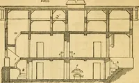 An illustration from An encyclopædia of cottage, farm, and villa architecture and furniture : containing numerous designs for dwellings from the cottage to the villa including farm houses, farmeries, and other agricultural buildings, several designs for country inns, public houses, and parochial schools, with the requisite fittings-up fixtures and furniture ; and appropriate offices, gardens and garden scenery ; each design accompanied by analytical and critical marks illustrative of the principles of archtiectural science and taste on whihc it is composed (1836)