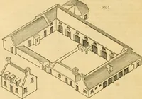 An illustration from An encyclopædia of cottage, farm, and villa architecture and furniture : containing numerous designs for dwellings from the cottage to the villa including farm houses, farmeries, and other agricultural buildings, several designs for country inns, public houses, and parochial schools, with the requisite fittings-up fixtures and furniture ; and appropriate offices, gardens and garden scenery ; each design accompanied by analytical and critical marks illustrative of the principles of archtiectural science and taste on whihc it is composed (1836)