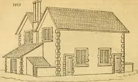 An illustration from An encyclopædia of cottage, farm, and villa architecture and furniture : containing numerous designs for dwellings from the cottage to the villa including farm houses, farmeries, and other agricultural buildings, several designs for country inns, public houses, and parochial schools, with the requisite fittings-up fixtures and furniture ; and appropriate offices, gardens and garden scenery ; each design accompanied by analytical and critical marks illustrative of the principles of archtiectural science and taste on whihc it is composed (1836)