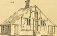 An illustration from An encyclopædia of cottage, farm, and villa architecture and furniture : containing numerous designs for dwellings from the cottage to the villa including farm houses, farmeries, and other agricultural buildings, several designs for country inns, public houses, and parochial schools, with the requisite fittings-up fixtures and furniture ; and appropriate offices, gardens and garden scenery ; each design accompanied by analytical and critical marks illustrative of the principles of archtiectural science and taste on whihc it is composed (1836)