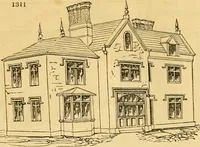 An illustration from An encyclopædia of cottage, farm, and villa architecture and furniture : containing numerous designs for dwellings from the cottage to the villa including farm houses, farmeries, and other agricultural buildings, several designs for country inns, public houses, and parochial schools, with the requisite fittings-up fixtures and furniture ; and appropriate offices, gardens and garden scenery ; each design accompanied by analytical and critical marks illustrative of the principles of archtiectural science and taste on whihc it is composed (1836)