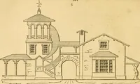 An illustration from An encyclopædia of cottage, farm, and villa architecture and furniture : containing numerous designs for dwellings from the cottage to the villa including farm houses, farmeries, and other agricultural buildings, several designs for country inns, public houses, and parochial schools, with the requisite fittings-up fixtures and furniture ; and appropriate offices, gardens and garden scenery ; each design accompanied by analytical and critical marks illustrative of the principles of archtiectural science and taste on whihc it is composed (1836)