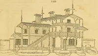 An illustration from An encyclopædia of cottage, farm, and villa architecture and furniture : containing numerous designs for dwellings from the cottage to the villa including farm houses, farmeries, and other agricultural buildings, several designs for country inns, public houses, and parochial schools, with the requisite fittings-up fixtures and furniture ; and appropriate offices, gardens and garden scenery ; each design accompanied by analytical and critical marks illustrative of the principles of archtiectural science and taste on whihc it is composed (1836)