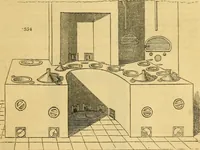 An illustration from An encyclopædia of cottage, farm, and villa architecture and furniture : containing numerous designs for dwellings from the cottage to the villa including farm houses, farmeries, and other agricultural buildings, several designs for country inns, public houses, and parochial schools, with the requisite fittings-up fixtures and furniture ; and appropriate offices, gardens and garden scenery ; each design accompanied by analytical and critical marks illustrative of the principles of archtiectural science and taste on whihc it is composed (1836)