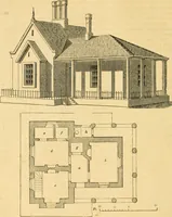 Picture 54 of 1377 from An encyclopædia of cottage, farm, and villa architecture and furniture : containing numerous designs for dwellings from the cottage to the villa including farm houses, farmeries, and other agricultural buildings, several designs for country inns, public houses, and parochial schools, with the requisite fittings-up fixtures and furniture ; and appropriate offices, gardens and garden scenery ; each design accompanied by analytical and critical marks illustrative of the principles of archtiectural science and taste on whihc it is composed (1836), leaf 79