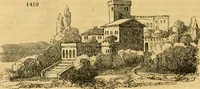 An illustration from An encyclopædia of cottage, farm, and villa architecture and furniture : containing numerous designs for dwellings from the cottage to the villa including farm houses, farmeries, and other agricultural buildings, several designs for country inns, public houses, and parochial schools, with the requisite fittings-up fixtures and furniture ; and appropriate offices, gardens and garden scenery ; each design accompanied by analytical and critical marks illustrative of the principles of archtiectural science and taste on whihc it is composed (1836)