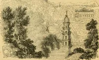 An illustration from An encyclopædia of cottage, farm, and villa architecture and furniture : containing numerous designs for dwellings from the cottage to the villa including farm houses, farmeries, and other agricultural buildings, several designs for country inns, public houses, and parochial schools, with the requisite fittings-up fixtures and furniture ; and appropriate offices, gardens and garden scenery ; each design accompanied by analytical and critical marks illustrative of the principles of archtiectural science and taste on whihc it is composed (1836)