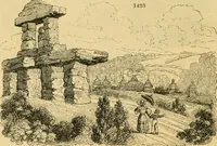 An illustration from An encyclopædia of cottage, farm, and villa architecture and furniture : containing numerous designs for dwellings from the cottage to the villa including farm houses, farmeries, and other agricultural buildings, several designs for country inns, public houses, and parochial schools, with the requisite fittings-up fixtures and furniture ; and appropriate offices, gardens and garden scenery ; each design accompanied by analytical and critical marks illustrative of the principles of archtiectural science and taste on whihc it is composed (1836)