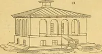 An illustration from An encyclopædia of cottage, farm, and villa architecture and furniture : containing numerous designs for dwellings from the cottage to the villa including farm houses, farmeries, and other agricultural buildings, several designs for country inns, public houses, and parochial schools, with the requisite fittings-up fixtures and furniture ; and appropriate offices, gardens and garden scenery ; each design accompanied by analytical and critical marks illustrative of the principles of archtiectural science and taste on whihc it is composed (1836)