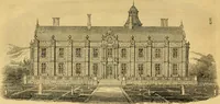 An illustration from An encyclopædia of cottage, farm, and villa architecture and furniture : containing numerous designs for dwellings from the cottage to the villa including farm houses, farmeries, and other agricultural buildings, several designs for country inns, public houses, and parochial schools, with the requisite fittings-up fixtures and furniture ; and appropriate offices, gardens and garden scenery ; each design accompanied by analytical and critical marks illustrative of the principles of archtiectural science and taste on whihc it is composed (1836)