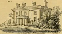 An illustration from An encyclopædia of cottage, farm, and villa architecture and furniture : containing numerous designs for dwellings from the cottage to the villa including farm houses, farmeries, and other agricultural buildings, several designs for country inns, public houses, and parochial schools, with the requisite fittings-up fixtures and furniture ; and appropriate offices, gardens and garden scenery ; each design accompanied by analytical and critical marks illustrative of the principles of archtiectural science and taste on whihc it is composed (1836)