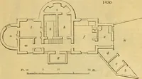An illustration from An encyclopædia of cottage, farm, and villa architecture and furniture : containing numerous designs for dwellings from the cottage to the villa including farm houses, farmeries, and other agricultural buildings, several designs for country inns, public houses, and parochial schools, with the requisite fittings-up fixtures and furniture ; and appropriate offices, gardens and garden scenery ; each design accompanied by analytical and critical marks illustrative of the principles of archtiectural science and taste on whihc it is composed (1836)