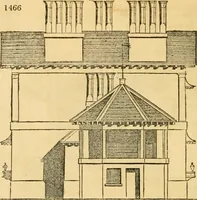 An illustration from An encyclopædia of cottage, farm, and villa architecture and furniture : containing numerous designs for dwellings from the cottage to the villa including farm houses, farmeries, and other agricultural buildings, several designs for country inns, public houses, and parochial schools, with the requisite fittings-up fixtures and furniture ; and appropriate offices, gardens and garden scenery ; each design accompanied by analytical and critical marks illustrative of the principles of archtiectural science and taste on whihc it is composed (1836)