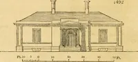 An illustration from An encyclopædia of cottage, farm, and villa architecture and furniture : containing numerous designs for dwellings from the cottage to the villa including farm houses, farmeries, and other agricultural buildings, several designs for country inns, public houses, and parochial schools, with the requisite fittings-up fixtures and furniture ; and appropriate offices, gardens and garden scenery ; each design accompanied by analytical and critical marks illustrative of the principles of archtiectural science and taste on whihc it is composed (1836)