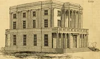 An illustration from An encyclopædia of cottage, farm, and villa architecture and furniture : containing numerous designs for dwellings from the cottage to the villa including farm houses, farmeries, and other agricultural buildings, several designs for country inns, public houses, and parochial schools, with the requisite fittings-up fixtures and furniture ; and appropriate offices, gardens and garden scenery ; each design accompanied by analytical and critical marks illustrative of the principles of archtiectural science and taste on whihc it is composed (1836)