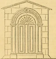 An illustration from An encyclopædia of cottage, farm, and villa architecture and furniture : containing numerous designs for dwellings from the cottage to the villa including farm houses, farmeries, and other agricultural buildings, several designs for country inns, public houses, and parochial schools, with the requisite fittings-up fixtures and furniture ; and appropriate offices, gardens and garden scenery ; each design accompanied by analytical and critical marks illustrative of the principles of archtiectural science and taste on whihc it is composed (1836)