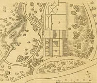 An illustration from An encyclopædia of cottage, farm, and villa architecture and furniture : containing numerous designs for dwellings from the cottage to the villa including farm houses, farmeries, and other agricultural buildings, several designs for country inns, public houses, and parochial schools, with the requisite fittings-up fixtures and furniture ; and appropriate offices, gardens and garden scenery ; each design accompanied by analytical and critical marks illustrative of the principles of archtiectural science and taste on whihc it is composed (1836)