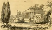 An illustration from An encyclopædia of cottage, farm, and villa architecture and furniture : containing numerous designs for dwellings from the cottage to the villa including farm houses, farmeries, and other agricultural buildings, several designs for country inns, public houses, and parochial schools, with the requisite fittings-up fixtures and furniture ; and appropriate offices, gardens and garden scenery ; each design accompanied by analytical and critical marks illustrative of the principles of archtiectural science and taste on whihc it is composed (1836)