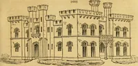 An illustration from An encyclopædia of cottage, farm, and villa architecture and furniture : containing numerous designs for dwellings from the cottage to the villa including farm houses, farmeries, and other agricultural buildings, several designs for country inns, public houses, and parochial schools, with the requisite fittings-up fixtures and furniture ; and appropriate offices, gardens and garden scenery ; each design accompanied by analytical and critical marks illustrative of the principles of archtiectural science and taste on whihc it is composed (1836)