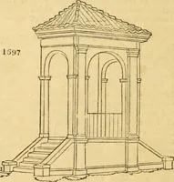 An illustration from An encyclopædia of cottage, farm, and villa architecture and furniture : containing numerous designs for dwellings from the cottage to the villa including farm houses, farmeries, and other agricultural buildings, several designs for country inns, public houses, and parochial schools, with the requisite fittings-up fixtures and furniture ; and appropriate offices, gardens and garden scenery ; each design accompanied by analytical and critical marks illustrative of the principles of archtiectural science and taste on whihc it is composed (1836)