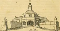 An illustration from An encyclopædia of cottage, farm, and villa architecture and furniture : containing numerous designs for dwellings from the cottage to the villa including farm houses, farmeries, and other agricultural buildings, several designs for country inns, public houses, and parochial schools, with the requisite fittings-up fixtures and furniture ; and appropriate offices, gardens and garden scenery ; each design accompanied by analytical and critical marks illustrative of the principles of archtiectural science and taste on whihc it is composed (1836)