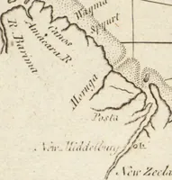 Picture 104 of 133 from The English pilot. [cartographic material] : The fourth book. Describing The West-India navigation, from Hudson's Bay to the River Amazones. Particularly delineating The Sea Coasts, Capes, Headlands, Rivers, Bays, Roads, Havens, Harbours, Streights, Rocks, Sands, Shoals, Banks, Depths of Water, and Anchorage, with all the Islands therein, as Jamaica, Cuba, Hispaniola, Barbadoes, Antigua, Bermudas, Porto Rico, and the rest of the Caribbee and Bahama Islands. Also, A new Description of Newfoundland, New England, New York, East and West New- Jersey, Dellawar Bay, Virginia, Maryland, Carolina. showing, The Courses and Distances from one Place to another; the Ebbing and Flowing of the Sea, the Setting of the Tides and Currents, &c. With many other Things necessary to be known in Navigation. (1775), leaf 104
