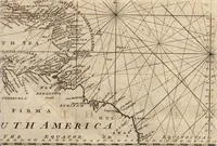 An illustration from The English pilot. [cartographic material] : The fourth book. Describing The West-India navigation, from Hudson's Bay to the River Amazones. Particularly delineating The Sea Coasts, Capes, Headlands, Rivers, Bays, Roads, Havens, Harbours, Streights, Rocks, Sands, Shoals, Banks, Depths of Water, and Anchorage, with all the Islands therein, as Jamaica, Cuba, Hispaniola, Barbadoes, Antigua, Bermudas, Porto Rico, and the rest of the Caribbee and Bahama Islands. Also, A new Description of Newfoundland, New England, New York, East and West New- Jersey, Dellawar Bay, Virginia, Maryland, Carolina. showing, The Courses and Distances from one Place to another; the Ebbing and Flowing of the Sea, the Setting of the Tides and Currents, &c. With many other Things necessary to be known in Navigation. (1775)