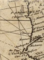 An illustration from The English pilot. [cartographic material] : The fourth book. Describing The West-India navigation, from Hudson's Bay to the River Amazones. Particularly delineating The Sea Coasts, Capes, Headlands, Rivers, Bays, Roads, Havens, Harbours, Streights, Rocks, Sands, Shoals, Banks, Depths of Water, and Anchorage, with all the Islands therein, as Jamaica, Cuba, Hispaniola, Barbadoes, Antigua, Bermudas, Porto Rico, and the rest of the Caribbee and Bahama Islands. Also, A new Description of Newfoundland, New England, New York, East and West New- Jersey, Dellawar Bay, Virginia, Maryland, Carolina. showing, The Courses and Distances from one Place to another; the Ebbing and Flowing of the Sea, the Setting of the Tides and Currents, &c. With many other Things necessary to be known in Navigation. (1775)