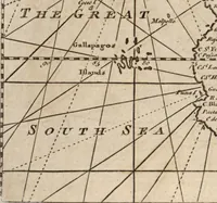 An illustration from The English pilot. [cartographic material] : The fourth book. Describing The West-India navigation, from Hudson's Bay to the River Amazones. Particularly delineating The Sea Coasts, Capes, Headlands, Rivers, Bays, Roads, Havens, Harbours, Streights, Rocks, Sands, Shoals, Banks, Depths of Water, and Anchorage, with all the Islands therein, as Jamaica, Cuba, Hispaniola, Barbadoes, Antigua, Bermudas, Porto Rico, and the rest of the Caribbee and Bahama Islands. Also, A new Description of Newfoundland, New England, New York, East and West New- Jersey, Dellawar Bay, Virginia, Maryland, Carolina. showing, The Courses and Distances from one Place to another; the Ebbing and Flowing of the Sea, the Setting of the Tides and Currents, &c. With many other Things necessary to be known in Navigation. (1775)