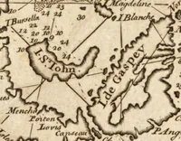 An illustration from The English pilot. [cartographic material] : The fourth book. Describing The West-India navigation, from Hudson's Bay to the River Amazones. Particularly delineating The Sea Coasts, Capes, Headlands, Rivers, Bays, Roads, Havens, Harbours, Streights, Rocks, Sands, Shoals, Banks, Depths of Water, and Anchorage, with all the Islands therein, as Jamaica, Cuba, Hispaniola, Barbadoes, Antigua, Bermudas, Porto Rico, and the rest of the Caribbee and Bahama Islands. Also, A new Description of Newfoundland, New England, New York, East and West New- Jersey, Dellawar Bay, Virginia, Maryland, Carolina. showing, The Courses and Distances from one Place to another; the Ebbing and Flowing of the Sea, the Setting of the Tides and Currents, &c. With many other Things necessary to be known in Navigation. (1775)