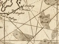 An illustration from The English pilot. [cartographic material] : The fourth book. Describing The West-India navigation, from Hudson's Bay to the River Amazones. Particularly delineating The Sea Coasts, Capes, Headlands, Rivers, Bays, Roads, Havens, Harbours, Streights, Rocks, Sands, Shoals, Banks, Depths of Water, and Anchorage, with all the Islands therein, as Jamaica, Cuba, Hispaniola, Barbadoes, Antigua, Bermudas, Porto Rico, and the rest of the Caribbee and Bahama Islands. Also, A new Description of Newfoundland, New England, New York, East and West New- Jersey, Dellawar Bay, Virginia, Maryland, Carolina. showing, The Courses and Distances from one Place to another; the Ebbing and Flowing of the Sea, the Setting of the Tides and Currents, &c. With many other Things necessary to be known in Navigation. (1775)