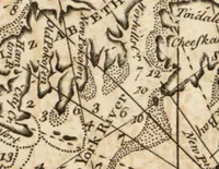 An illustration from The English pilot. [cartographic material] : The fourth book. Describing The West-India navigation, from Hudson's Bay to the River Amazones. Particularly delineating The Sea Coasts, Capes, Headlands, Rivers, Bays, Roads, Havens, Harbours, Streights, Rocks, Sands, Shoals, Banks, Depths of Water, and Anchorage, with all the Islands therein, as Jamaica, Cuba, Hispaniola, Barbadoes, Antigua, Bermudas, Porto Rico, and the rest of the Caribbee and Bahama Islands. Also, A new Description of Newfoundland, New England, New York, East and West New- Jersey, Dellawar Bay, Virginia, Maryland, Carolina. showing, The Courses and Distances from one Place to another; the Ebbing and Flowing of the Sea, the Setting of the Tides and Currents, &c. With many other Things necessary to be known in Navigation. (1775)