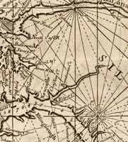 An illustration from The English pilot. [cartographic material] : The fourth book. Describing The West-India navigation, from Hudson's Bay to the River Amazones. Particularly delineating The Sea Coasts, Capes, Headlands, Rivers, Bays, Roads, Havens, Harbours, Streights, Rocks, Sands, Shoals, Banks, Depths of Water, and Anchorage, with all the Islands therein, as Jamaica, Cuba, Hispaniola, Barbadoes, Antigua, Bermudas, Porto Rico, and the rest of the Caribbee and Bahama Islands. Also, A new Description of Newfoundland, New England, New York, East and West New- Jersey, Dellawar Bay, Virginia, Maryland, Carolina. showing, The Courses and Distances from one Place to another; the Ebbing and Flowing of the Sea, the Setting of the Tides and Currents, &c. With many other Things necessary to be known in Navigation. (1775)