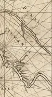 An illustration from The English pilot. [cartographic material] : The fourth book. Describing The West-India navigation, from Hudson's Bay to the River Amazones. Particularly delineating The Sea Coasts, Capes, Headlands, Rivers, Bays, Roads, Havens, Harbours, Streights, Rocks, Sands, Shoals, Banks, Depths of Water, and Anchorage, with all the Islands therein, as Jamaica, Cuba, Hispaniola, Barbadoes, Antigua, Bermudas, Porto Rico, and the rest of the Caribbee and Bahama Islands. Also, A new Description of Newfoundland, New England, New York, East and West New- Jersey, Dellawar Bay, Virginia, Maryland, Carolina. showing, The Courses and Distances from one Place to another; the Ebbing and Flowing of the Sea, the Setting of the Tides and Currents, &c. With many other Things necessary to be known in Navigation. (1775)
