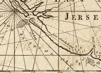 Picture 59 of 133 from The English pilot. [cartographic material] : The fourth book. Describing The West-India navigation, from Hudson's Bay to the River Amazones. Particularly delineating The Sea Coasts, Capes, Headlands, Rivers, Bays, Roads, Havens, Harbours, Streights, Rocks, Sands, Shoals, Banks, Depths of Water, and Anchorage, with all the Islands therein, as Jamaica, Cuba, Hispaniola, Barbadoes, Antigua, Bermudas, Porto Rico, and the rest of the Caribbee and Bahama Islands. Also, A new Description of Newfoundland, New England, New York, East and West New- Jersey, Dellawar Bay, Virginia, Maryland, Carolina. showing, The Courses and Distances from one Place to another; the Ebbing and Flowing of the Sea, the Setting of the Tides and Currents, &c. With many other Things necessary to be known in Navigation. (1775), leaf 48