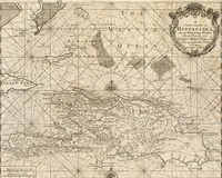 An illustration from The English pilot. [cartographic material] : The fourth book. Describing The West-India navigation, from Hudson's Bay to the River Amazones. Particularly delineating The Sea Coasts, Capes, Headlands, Rivers, Bays, Roads, Havens, Harbours, Streights, Rocks, Sands, Shoals, Banks, Depths of Water, and Anchorage, with all the Islands therein, as Jamaica, Cuba, Hispaniola, Barbadoes, Antigua, Bermudas, Porto Rico, and the rest of the Caribbee and Bahama Islands. Also, A new Description of Newfoundland, New England, New York, East and West New- Jersey, Dellawar Bay, Virginia, Maryland, Carolina. showing, The Courses and Distances from one Place to another; the Ebbing and Flowing of the Sea, the Setting of the Tides and Currents, &c. With many other Things necessary to be known in Navigation. (1775)
