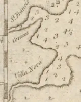 An illustration from The English pilot. [cartographic material] : The fourth book. Describing The West-India navigation, from Hudson's Bay to the River Amazones. Particularly delineating The Sea Coasts, Capes, Headlands, Rivers, Bays, Roads, Havens, Harbours, Streights, Rocks, Sands, Shoals, Banks, Depths of Water, and Anchorage, with all the Islands therein, as Jamaica, Cuba, Hispaniola, Barbadoes, Antigua, Bermudas, Porto Rico, and the rest of the Caribbee and Bahama Islands. Also, A new Description of Newfoundland, New England, New York, East and West New- Jersey, Dellawar Bay, Virginia, Maryland, Carolina. showing, The Courses and Distances from one Place to another; the Ebbing and Flowing of the Sea, the Setting of the Tides and Currents, &c. With many other Things necessary to be known in Navigation. (1775)